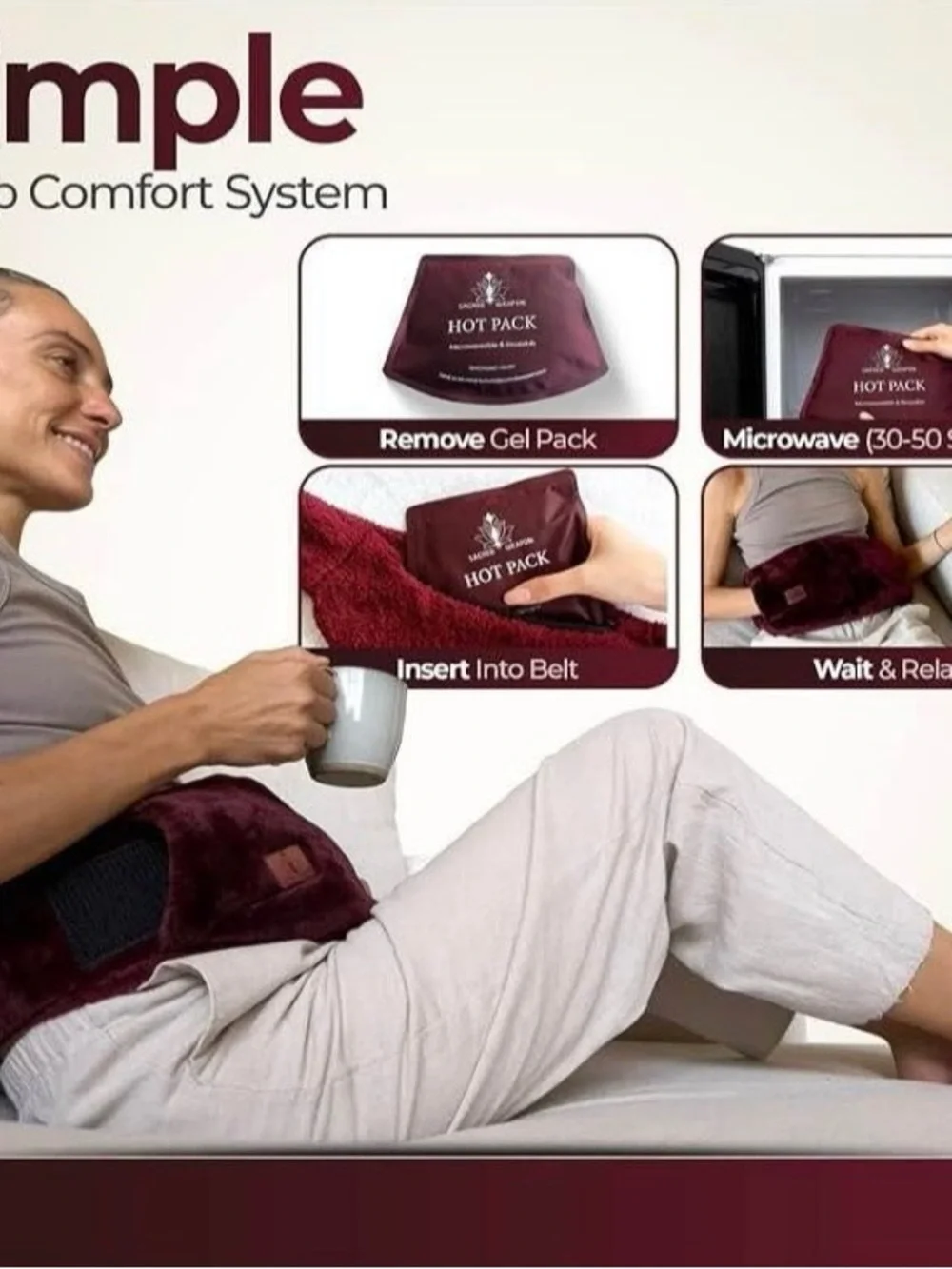 NEW - Microwavable Heating Pad for Period Cramps, PMS & Bloating, Wearable
